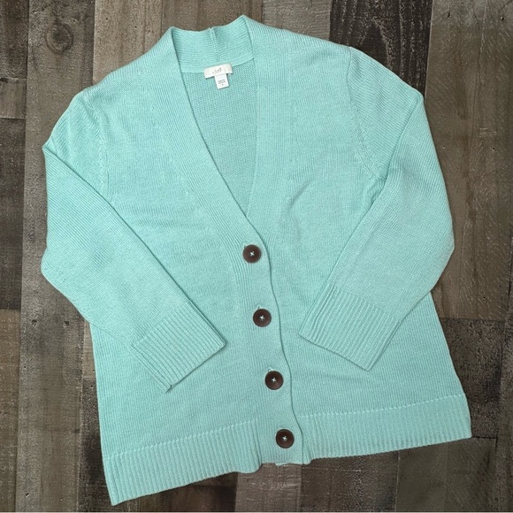 J. Jill Mint Green Cardigan Sweater V-Neck Knit - Picture 1 of 11